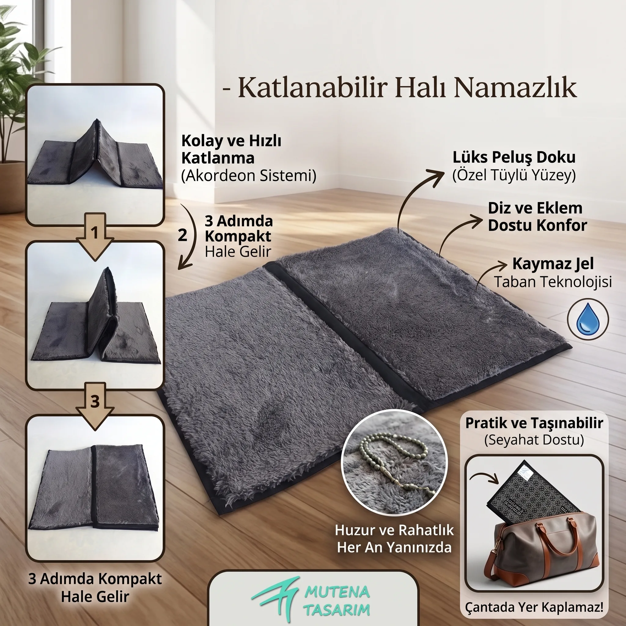 Katlanabilir Halı Namazlık (patentli Ürün) Ekstra Yumuşaklık-Lüks Grup